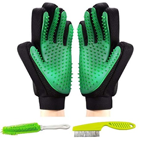 Pet Grooming Glove Kit, Gentle Deshedding Brush Gloves for Dogs &...
