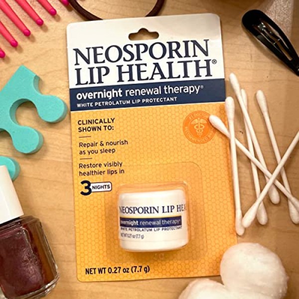 Neosporin Lip Health Overnight Renewal Therapy White Petrolatum L...