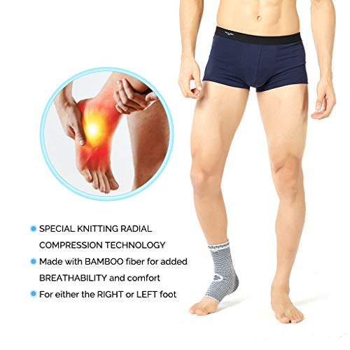 NeoTech Care Ankle Support Brace, Bamboo Fiber, 1 Unit, Gray, Siz...