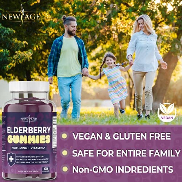 Elderberry Gummies by New Age for Adults Kids- Elderberry with Vi...