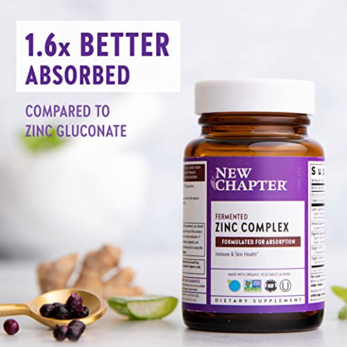 Zinc Supplement, New Chapter Fermented Zinc Complex, ONE DAILY fo...