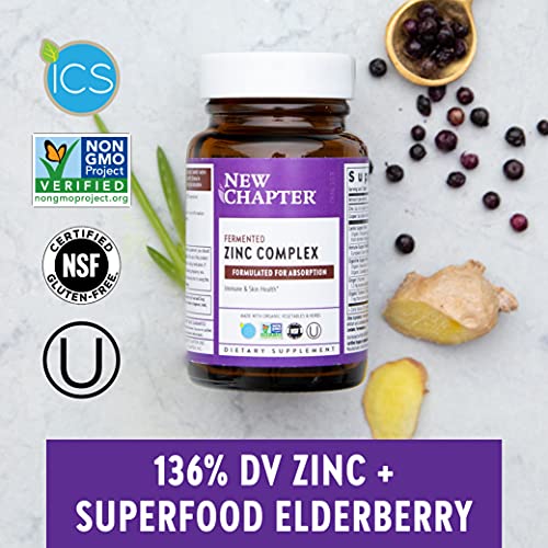 Zinc Supplement, New Chapter Fermented Zinc Complex, ONE DAILY fo...