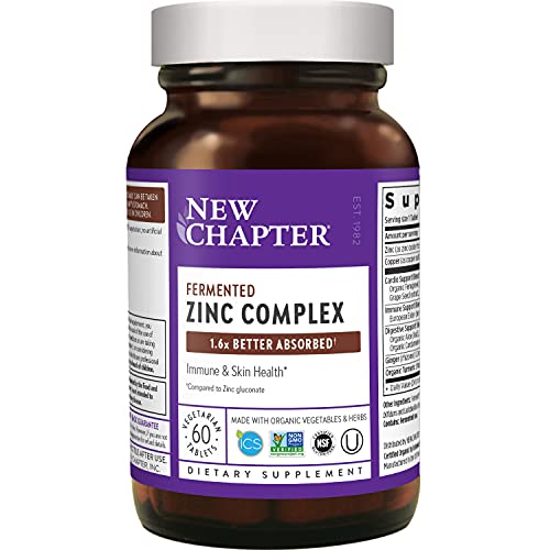 Zinc Supplement, New Chapter Fermented Zinc Complex, ONE DAILY fo...