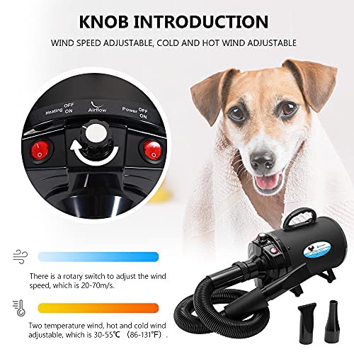 NEWTRY Dog Dryer Hair Force Dryer Stepless Adjustable Speed Tempe...