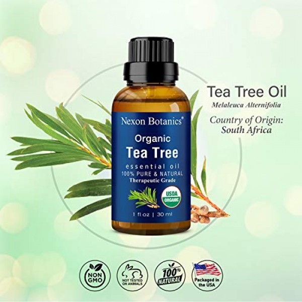 Organic Tea Tree Oil 30 ml - Certified USDA, Pure, Natural Undilu...
