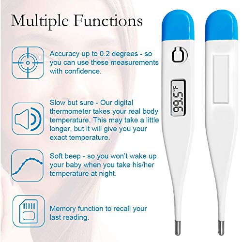 Basal Body Thermometer - Waterproof, Highly Accurate 1/100th Degr...