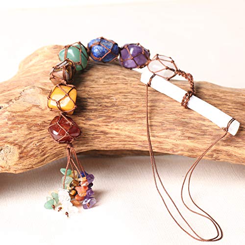 7 Chakra Stones Healing Crystals Hanging Ornament Chakra Tassel C...