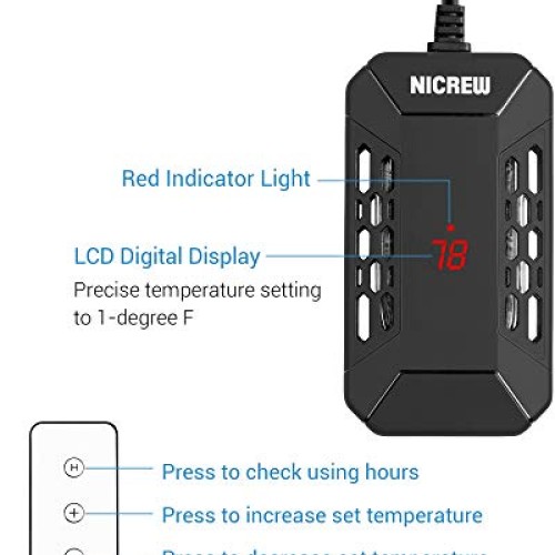 NICREW Mini Submersible Aquarium Heater, Digital Temperature Disp...