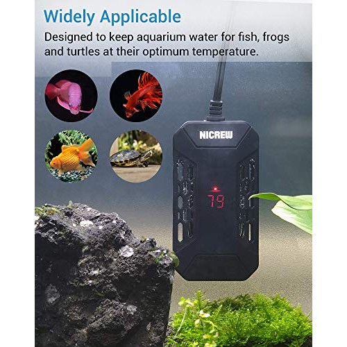 NICREW Mini Submersible Aquarium Heater, Digital Temperature Disp...