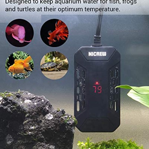 NICREW Mini Submersible Aquarium Heater, Digital Temperature Disp...