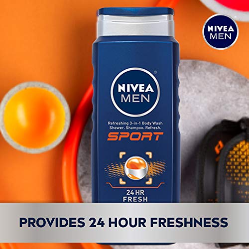 NIVEA for Men Sport 3-in-1 Body Wash, 16.9 fl. oz. Bottle