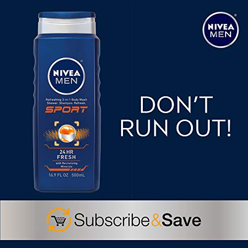 NIVEA for Men Sport 3-in-1 Body Wash, 16.9 fl. oz. Bottle