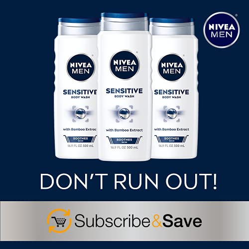 Nivea Men Sensitive 3-in-1 Body Wash, 16.9 Fl Oz Pack of 3