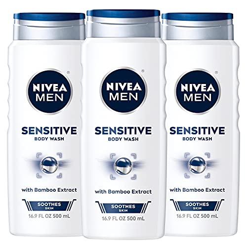 Nivea Men Sensitive 3-in-1 Body Wash, 16.9 Fl Oz Pack of 3