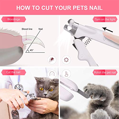 NMNM Dog Cat Nail Clippers and Trimmers with LED Light Safety Gua...