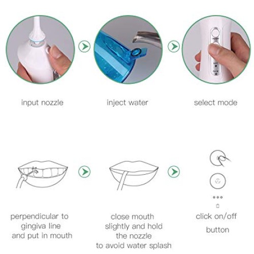 Water Flosser Cordless Water Pick Teeth Cleaner, Portable Dental ...