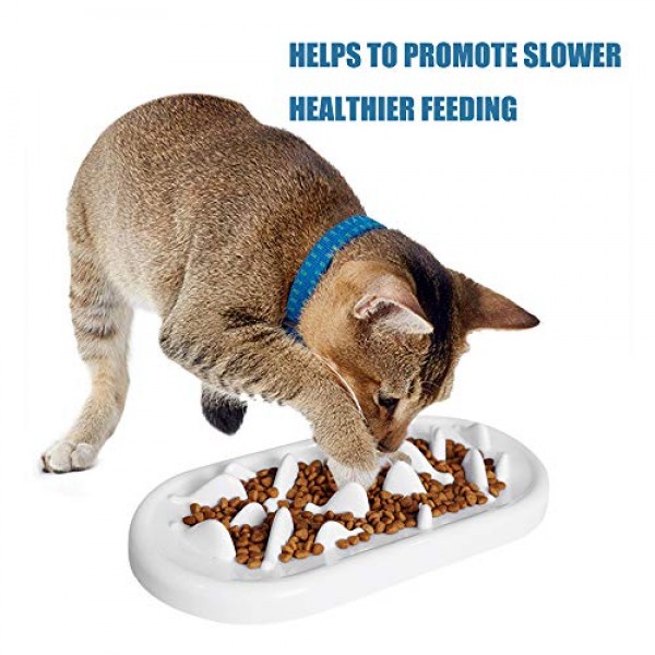 2 Pack Cat Slow Feeder Bowls Plate,HICOMIE Pet Fun Interactive Sl...