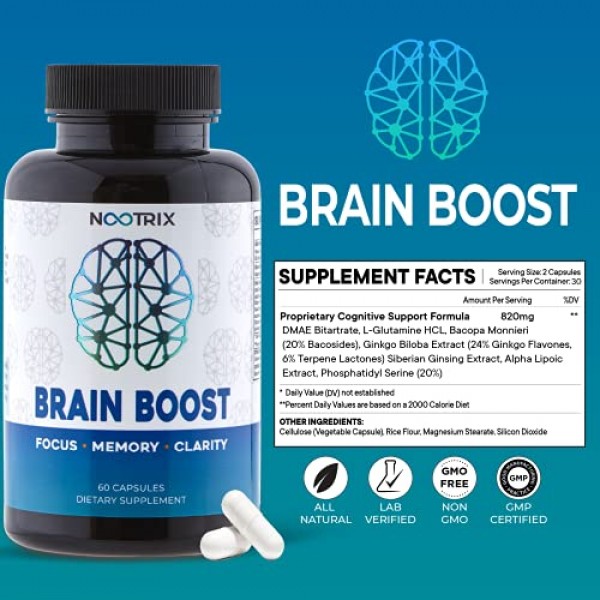 Brain Boost by Nootrix - 2-Pack 120 Capsules - Premium Nootropi...