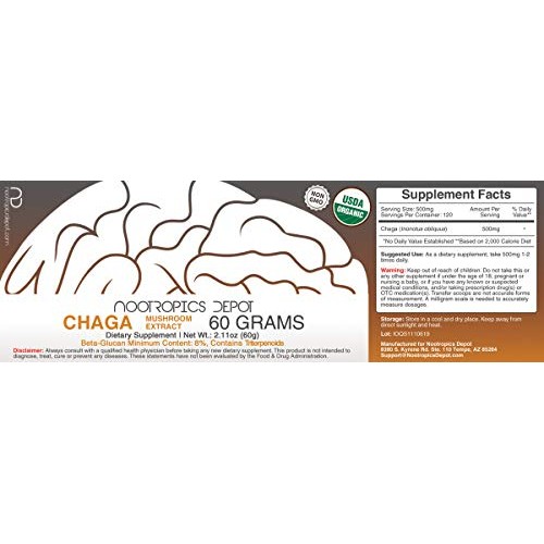 Chaga Mushroom Powder | 60 Grams | Inonotus obliquus | Organic Wh...
