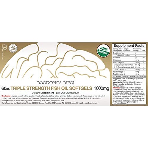 Fish Oil Capsules | Triple Strength Softgels | 1000mg | 60 Count ...