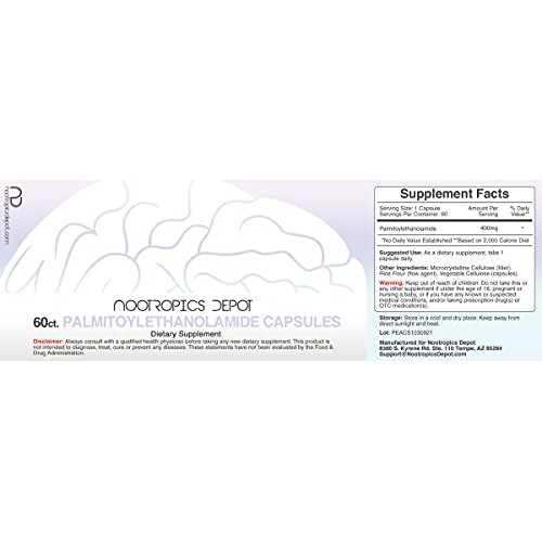 Palmitoylethanolamide Capsules | Micronized Pea | 400mg Pills | 6...