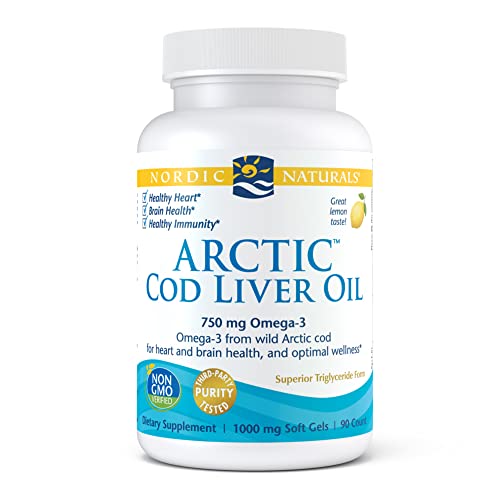 Nordic Naturals Arctic Cod Liver Oil, Lemon - 90 Soft Gels - 750 ...