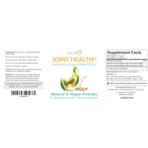 NOULIQ Natural & Vegan-Friendly Joint Health Supplement, Avocado ...