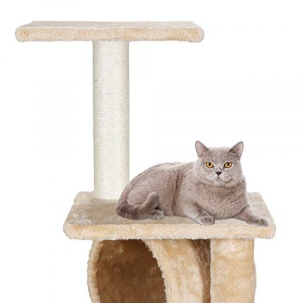 36 Inches Cat Tree Activity Climber Tower with Plush Perch and Si...
