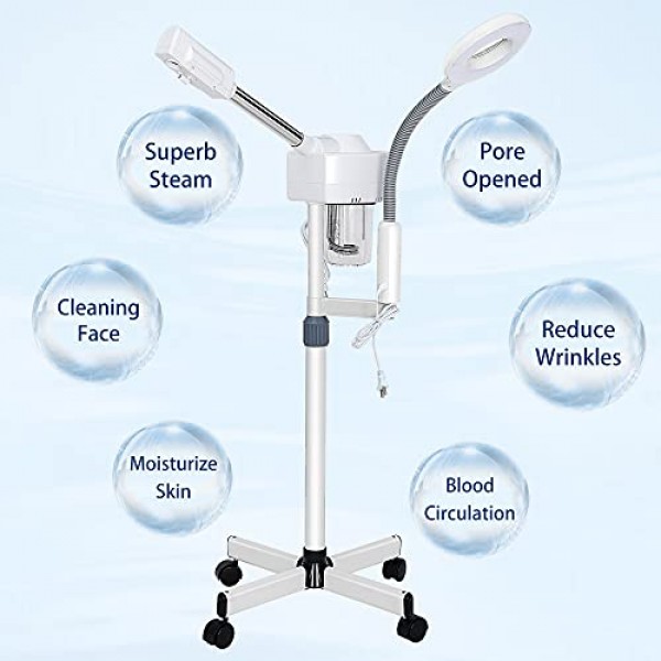 2 in 1 Facial Steamer With 5X Magnifying Lamp For Salon Spa Beauty