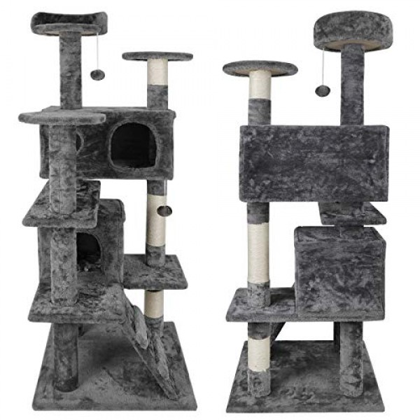 53 Inches Multi-Level Cat Tree Stand House Furniture Kittens Acti...