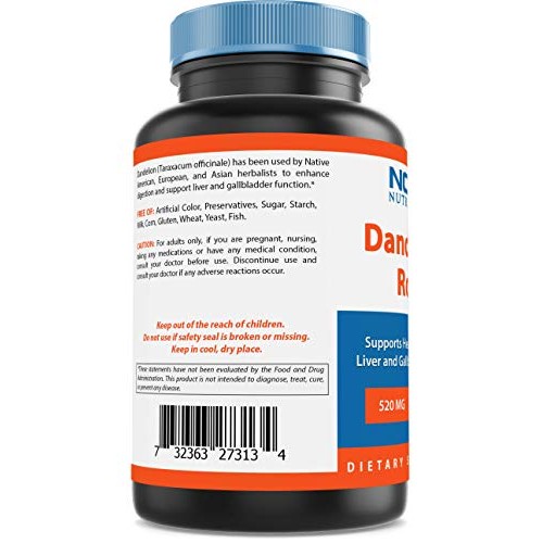 Nova Nutritions Dandelion Root Capsules 520mg, Supports Healthy D...