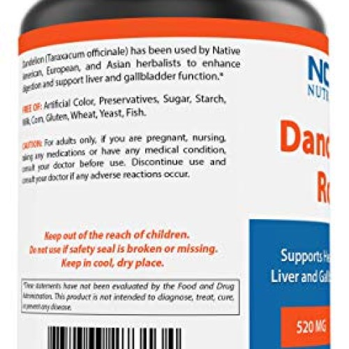 Nova Nutritions Dandelion Root Capsules 520mg, Supports Healthy D...