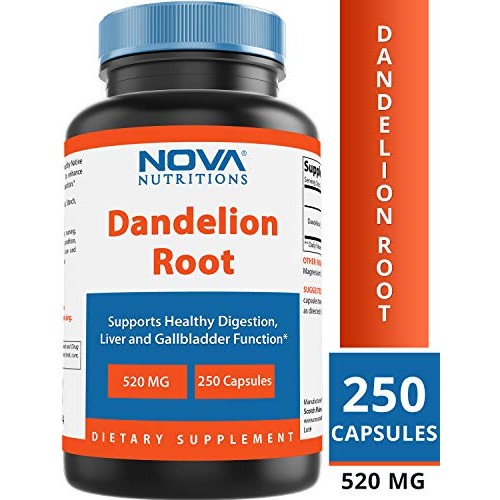Nova Nutritions Dandelion Root Capsules 520mg, Supports Healthy D...