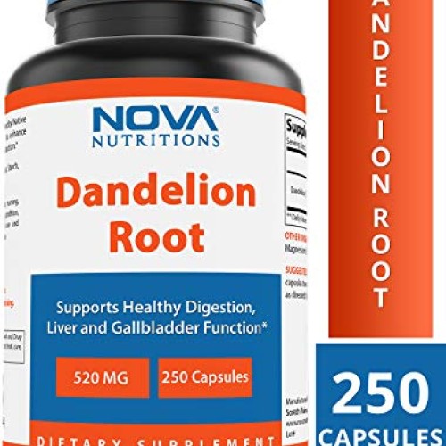 Nova Nutritions Dandelion Root Capsules 520mg, Supports Healthy D...