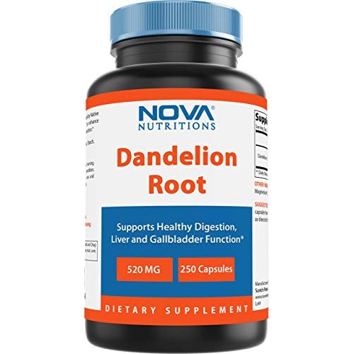 Nova Nutritions Dandelion Root Capsules 520mg, Supports Healthy D...