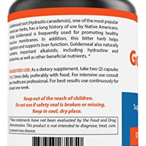 Nova Nutritions Goldenseal Root 570mg Non-GMO Capsules, Promote...