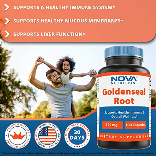 Nova Nutritions Goldenseal Root 570mg Non-GMO Capsules, Promote...