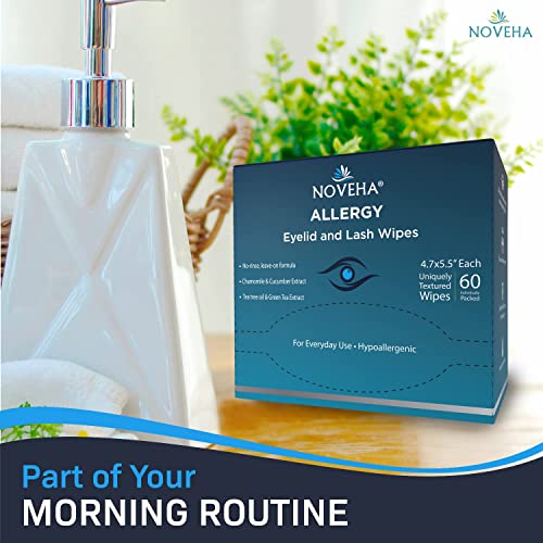 NOVEHA Allergy Relief Eyelid Wipes | Pre-moistened Hypoallergenic...