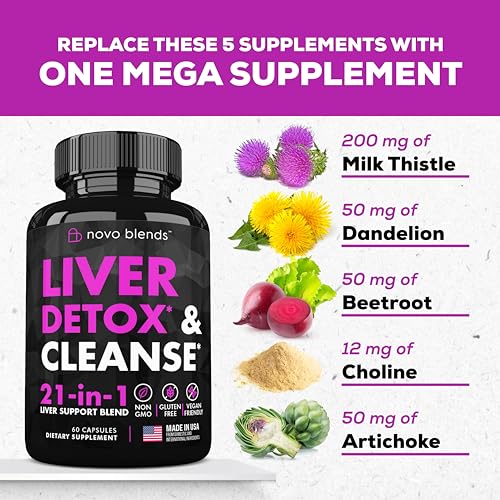Novo Blends Liver Cleanse Detox & Repair Support - Herbal Liver S...