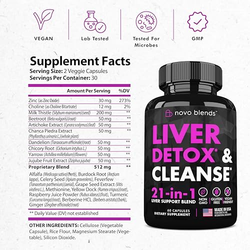 Novo Blends Liver Cleanse Detox & Repair Support - Herbal Liver S...
