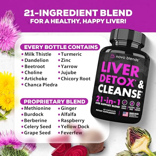Novo Blends Liver Cleanse Detox & Repair Support - Herbal Liver S...
