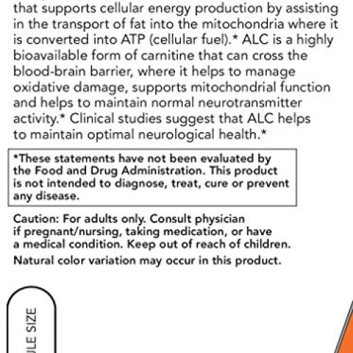 Now Acetyl-L-Carnitine 500 mg, 360 Veg Capsules