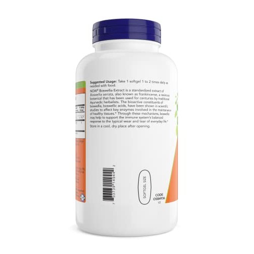 Now Boswellia Extract 500 mg, 200 Softgels Pack of 2