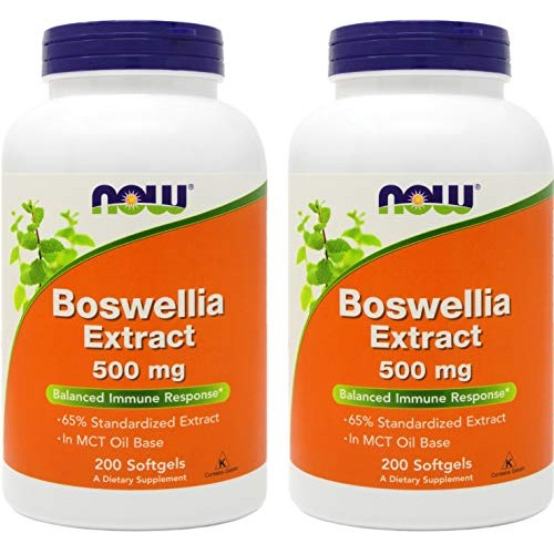 Now Boswellia Extract 500 mg, 200 Softgels Pack of 2