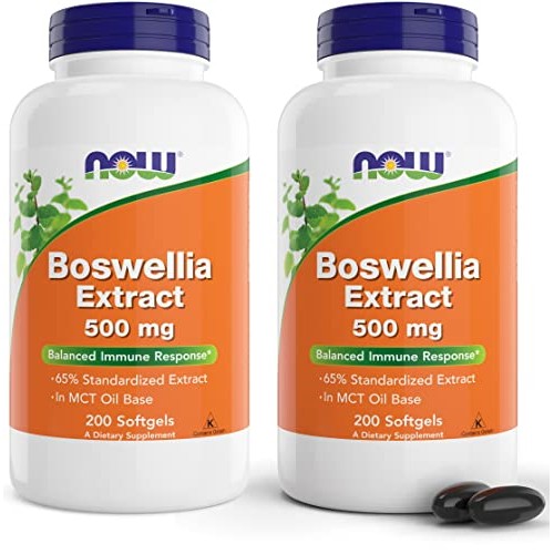 Now Boswellia Extract 500 mg, 200 Softgels Pack of 2