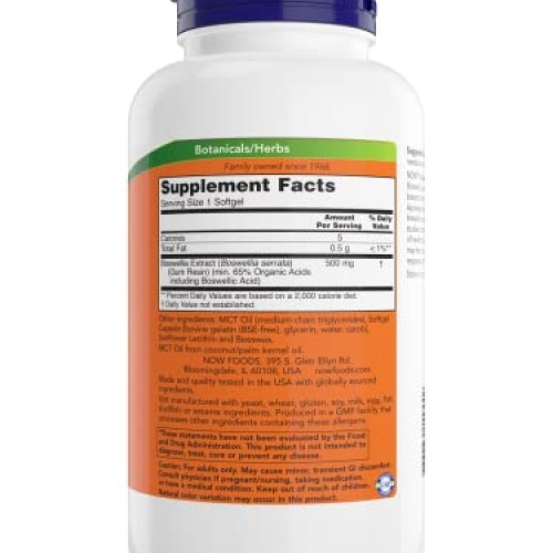 Now Boswellia Serrata Extract 500 mg, 200 Softgels - Tree Gum Res...