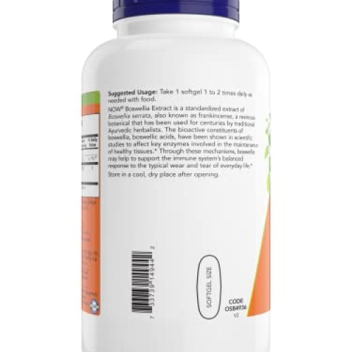 Now Boswellia Serrata Extract 500 mg, 200 Softgels - Tree Gum Res...
