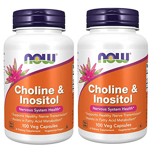 NOW Choline and Inositol 500mg, 100 Capsules Pack of 2