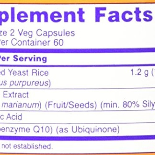 NOW Foods 600mg Red Yeast Rice & 30mg Coq10, 120 caps pack of 2