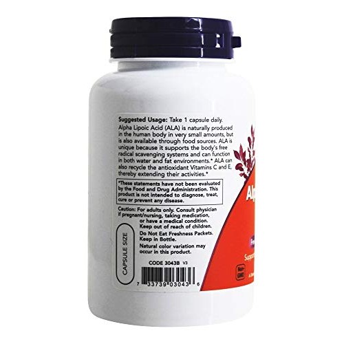 NOW FOODS Alpha Lipoic Acid 250mg Capsules, 120 CT